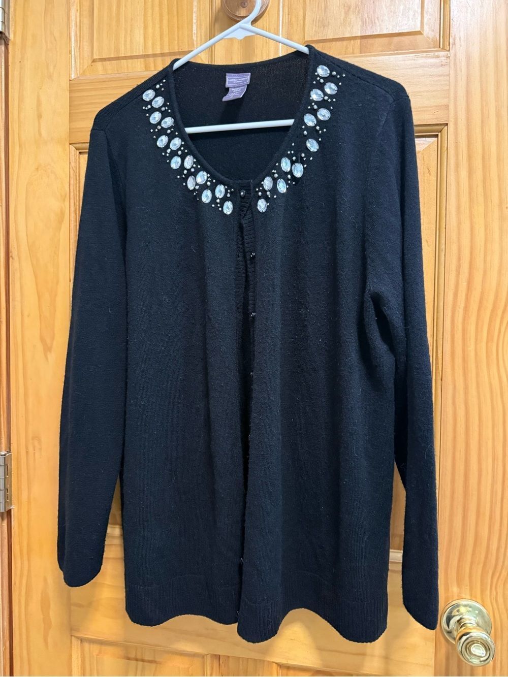 Laura Scott Rhinestone Embellished Black Women's Sweater Cardigan size 1X